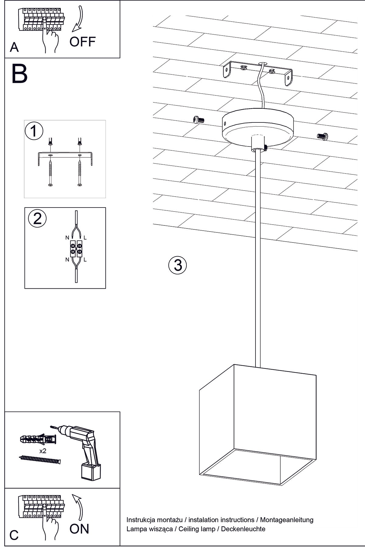 Pendant lamp QUAD 1 white