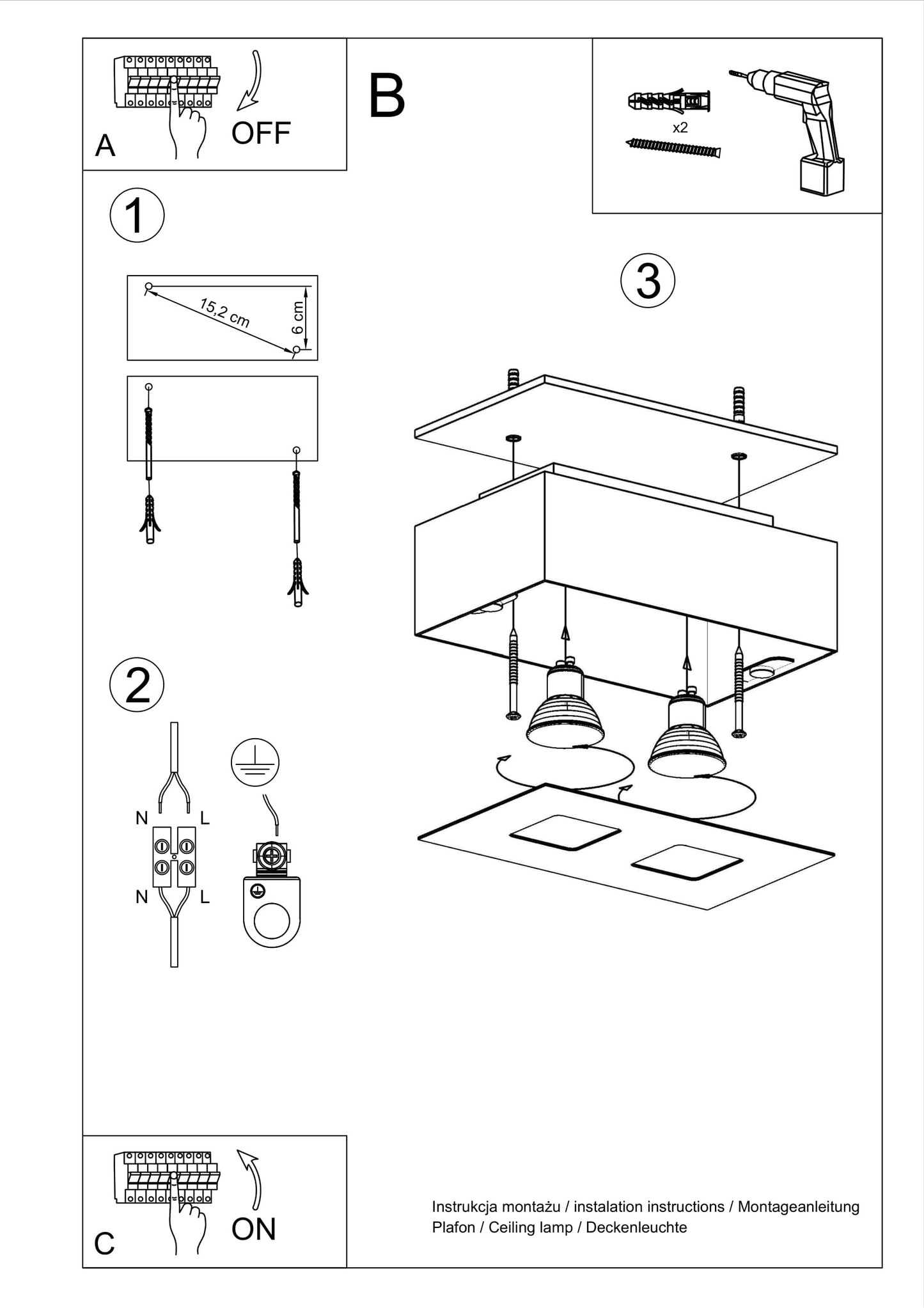 Ceiling Lamp MONO 2 black
