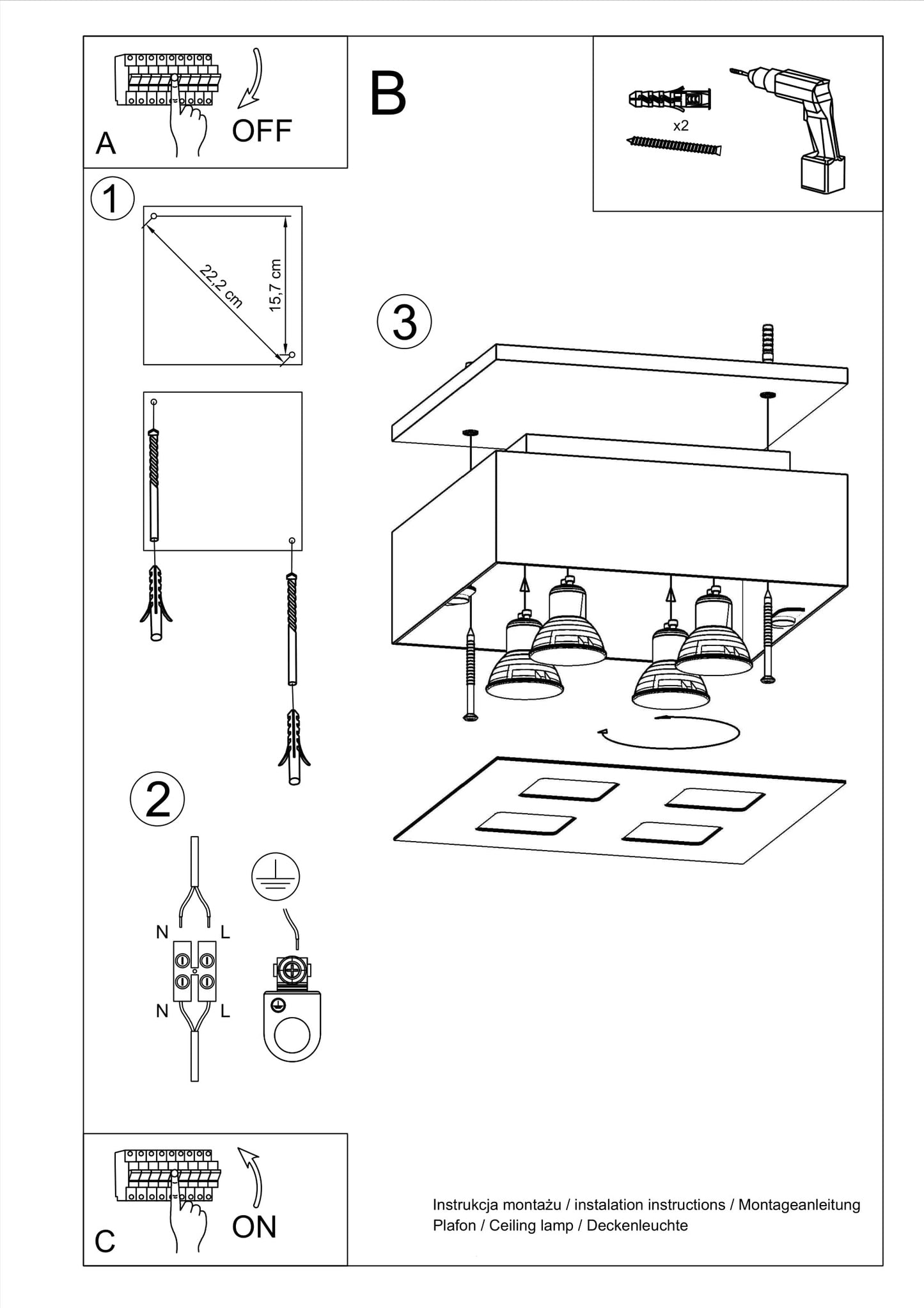 Ceiling Lamp MONO 4 black