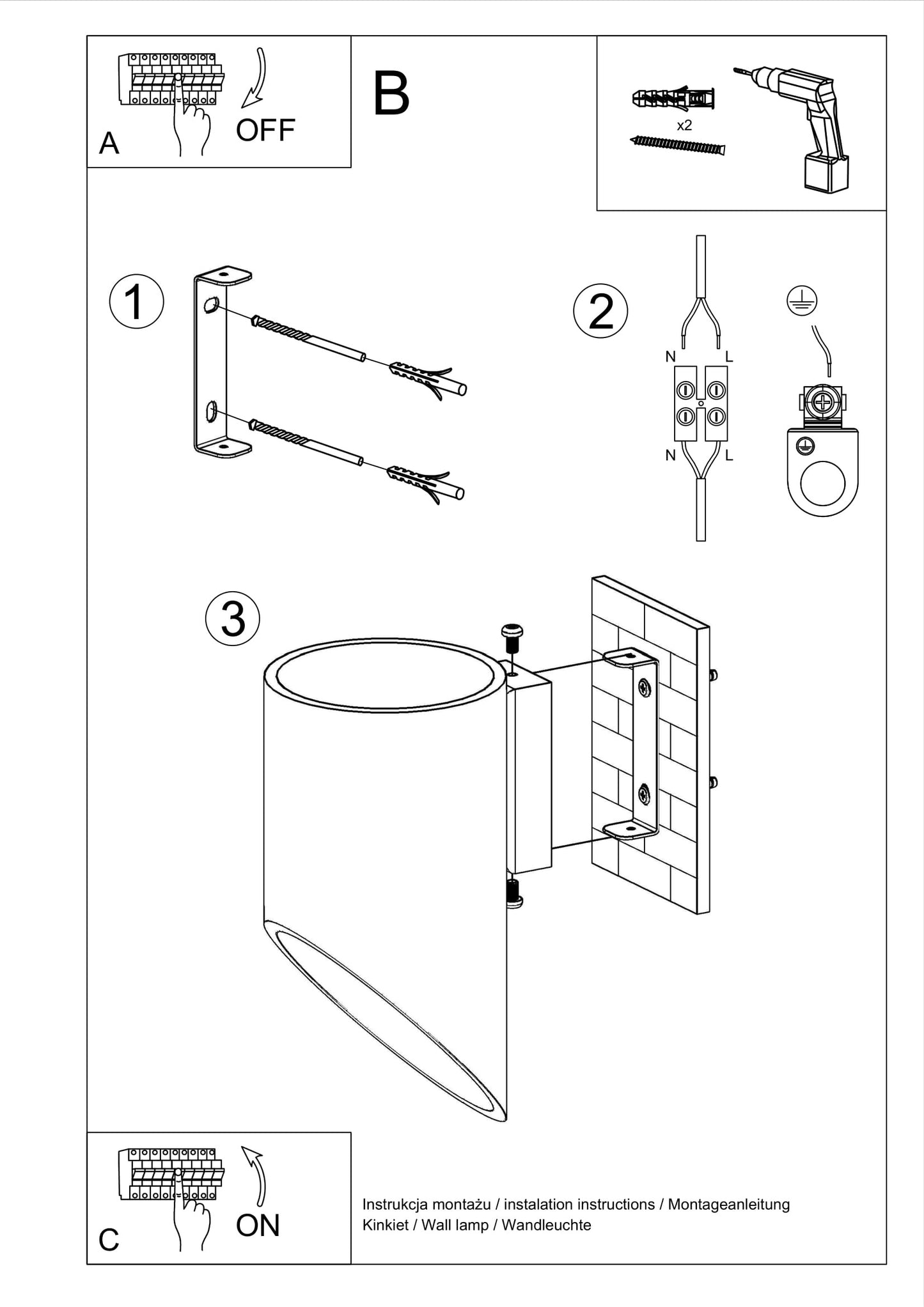 Wall lamp PENNE 20 white