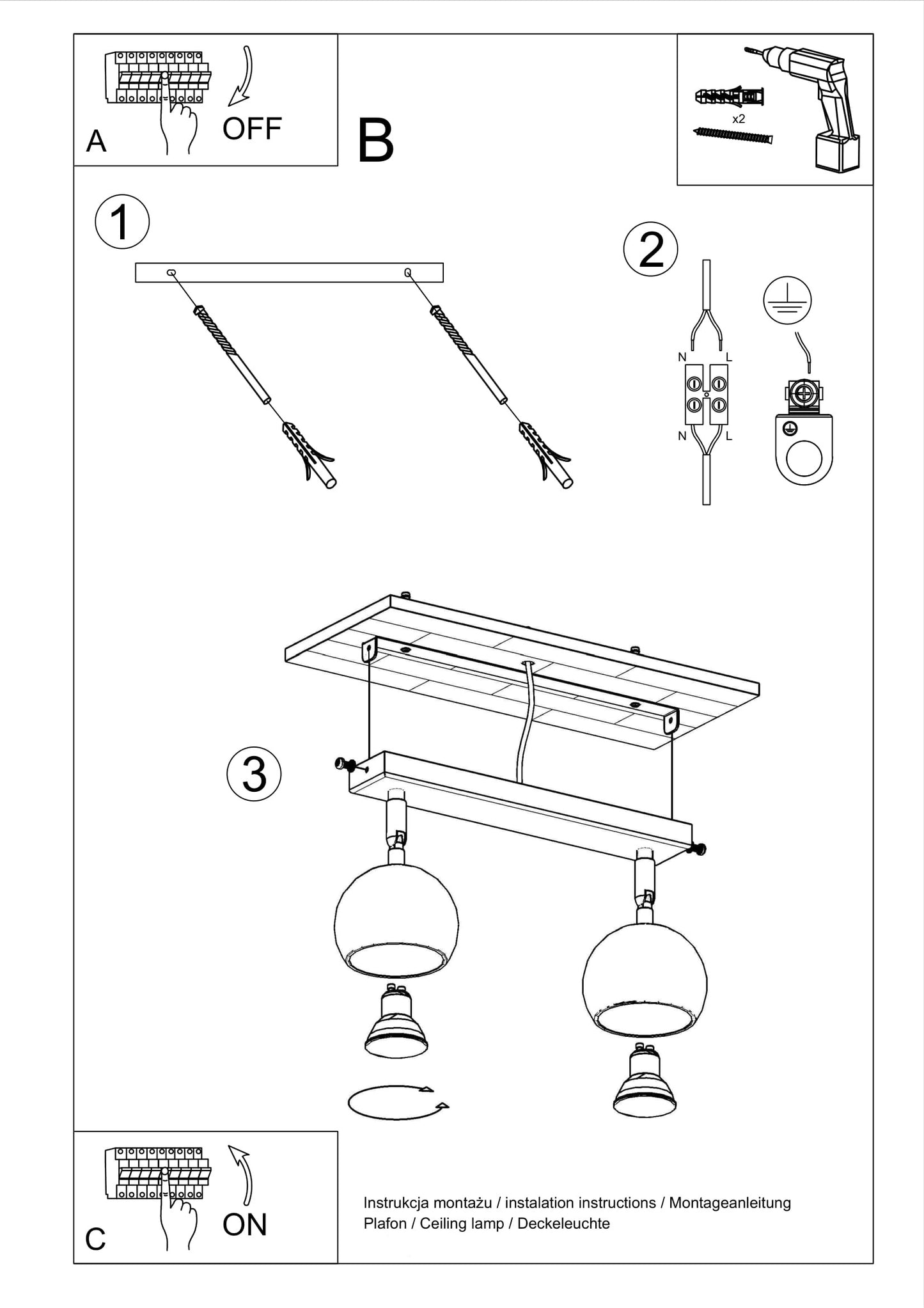 Ceiling lamp OCULARE 2 white