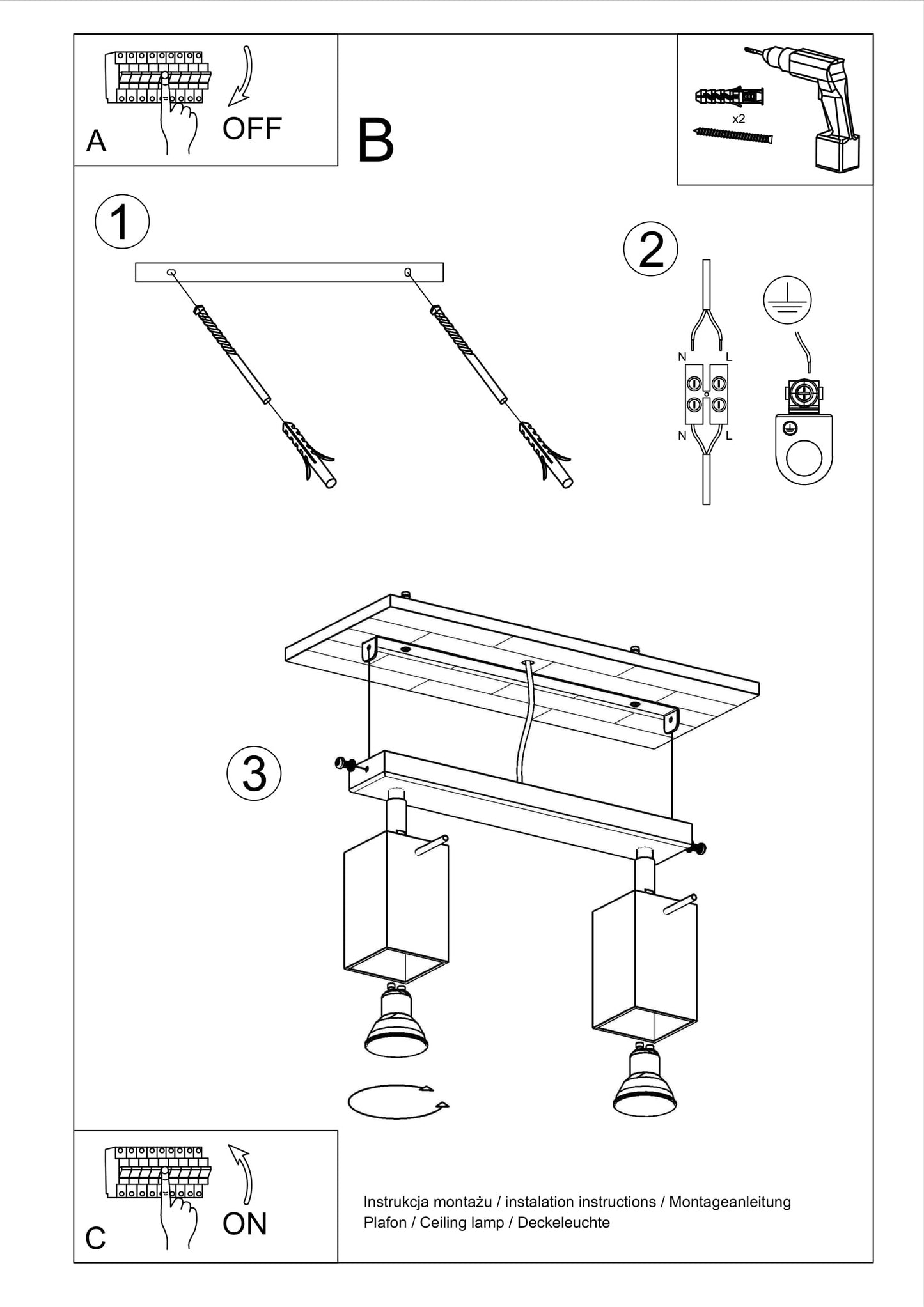 Ceiling lamp MERIDA 2 grey
