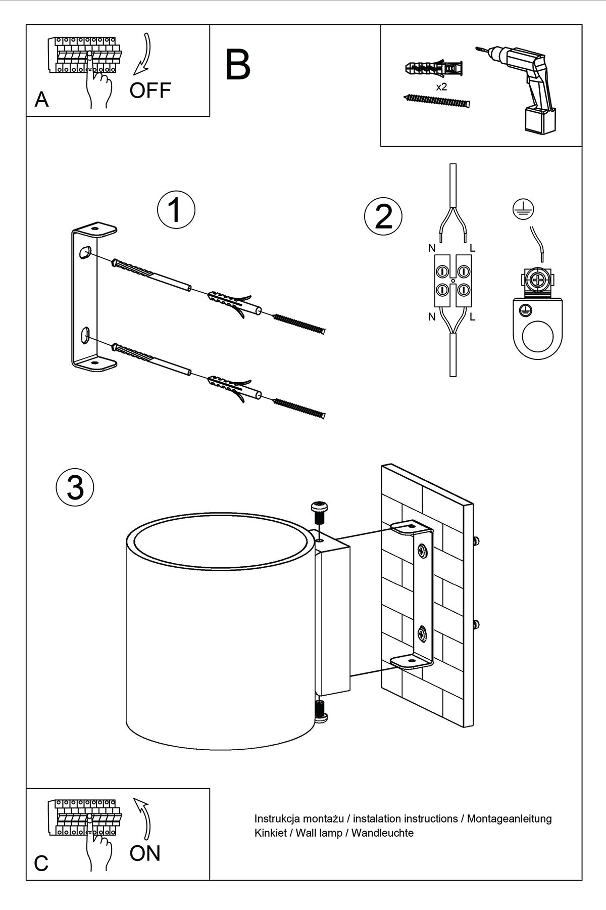 Wall lamp ORBIS 1 anthracite