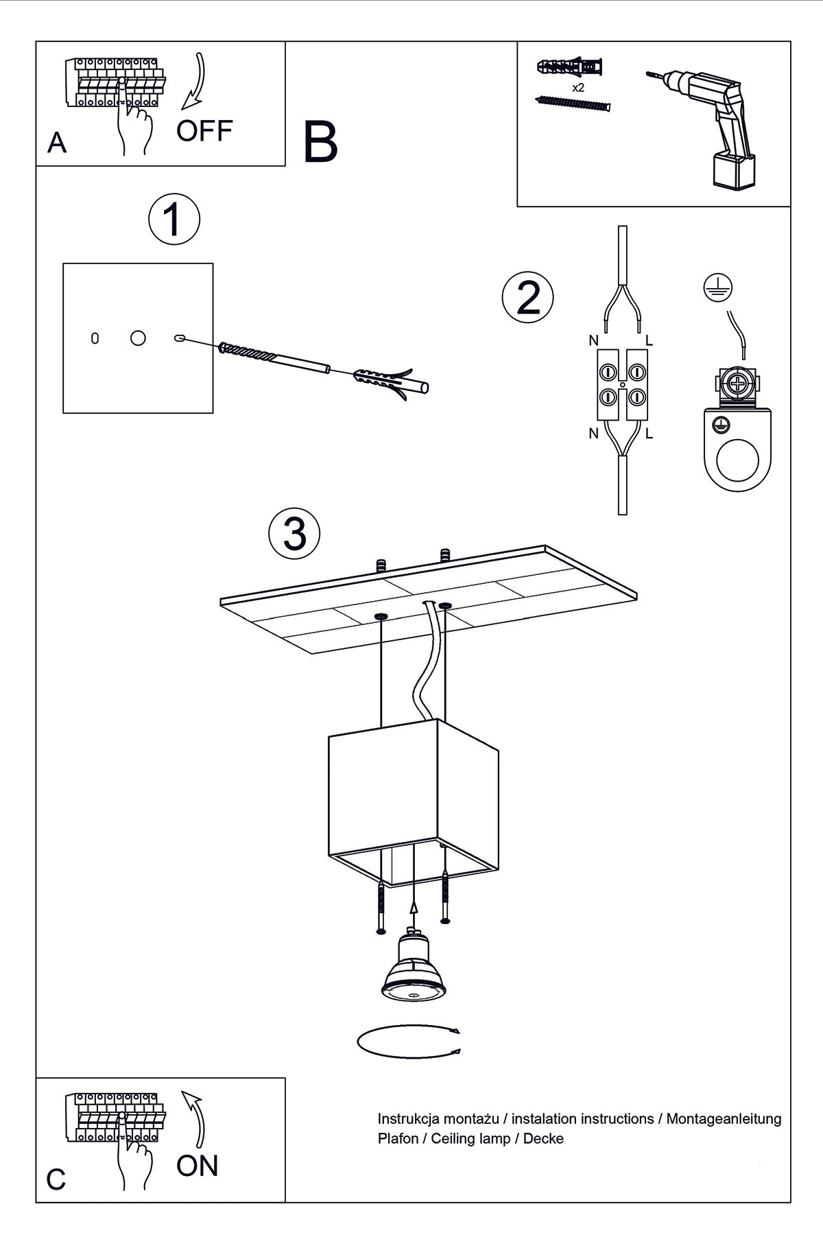 Ceiling Lamp QUAD 1 anthracite