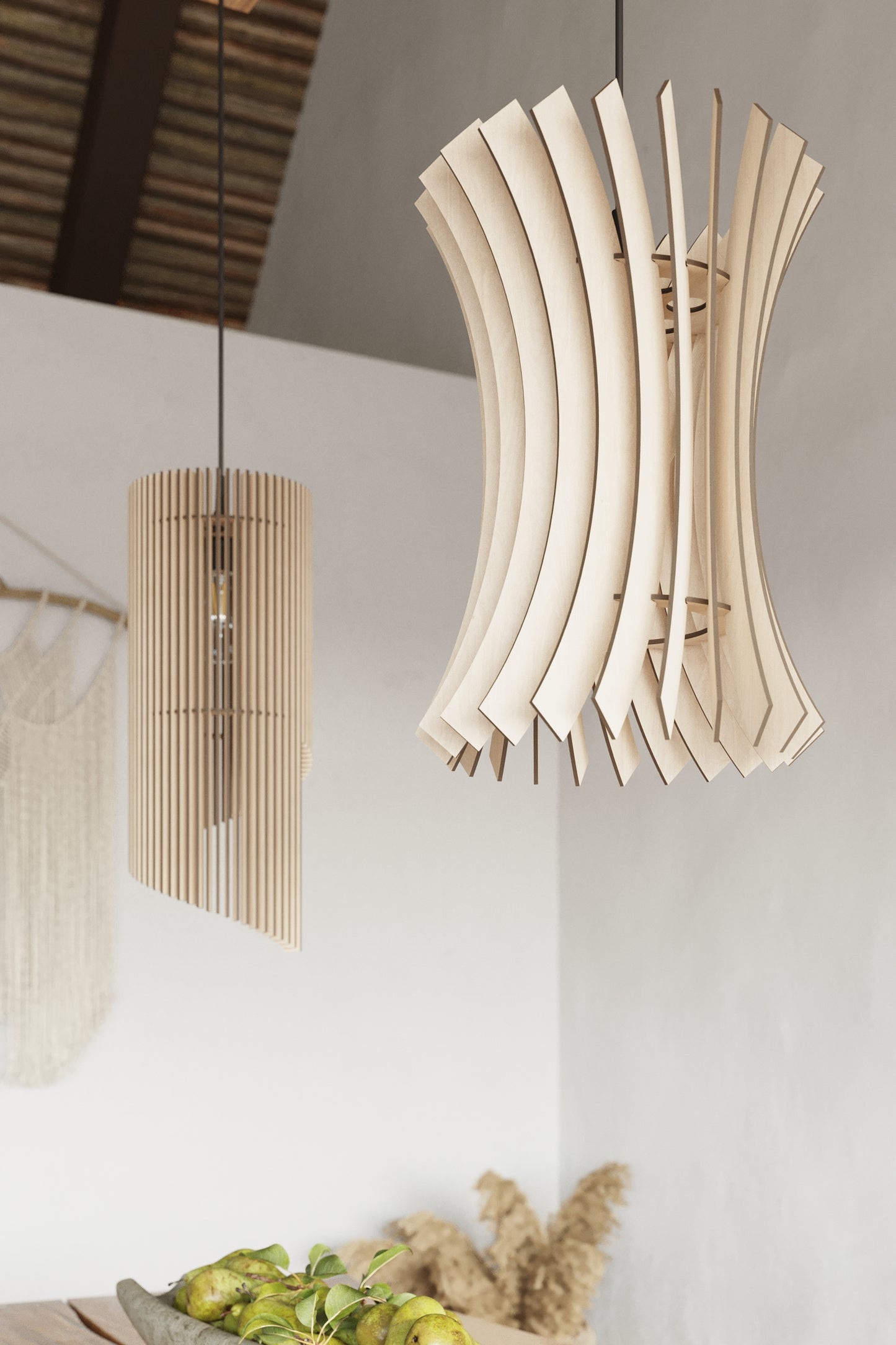 Pendant lamp ORIANA wood