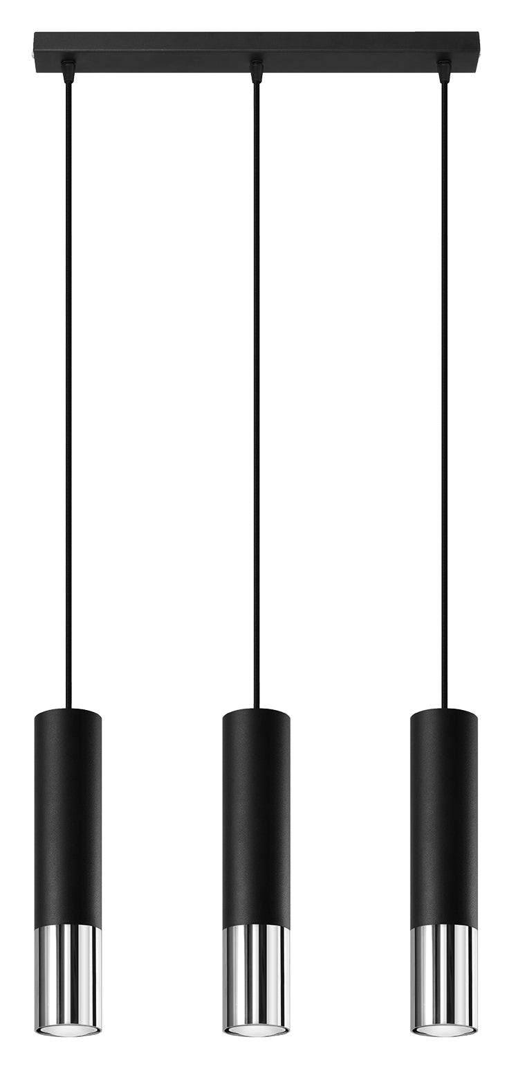Pendant lamp LOOPEZ 3L black/chrome