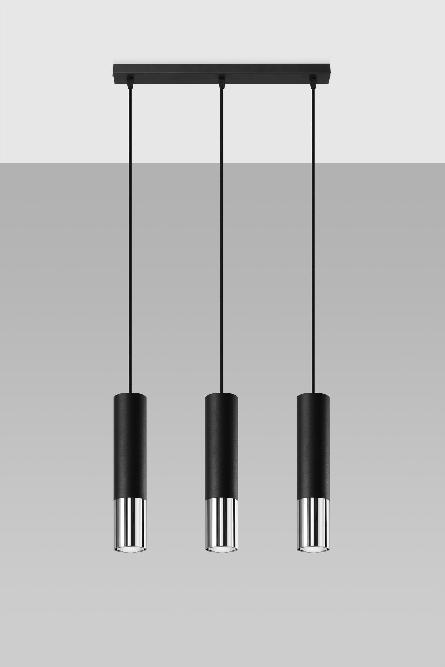 Pendant lamp LOOPEZ 3L black/chrome