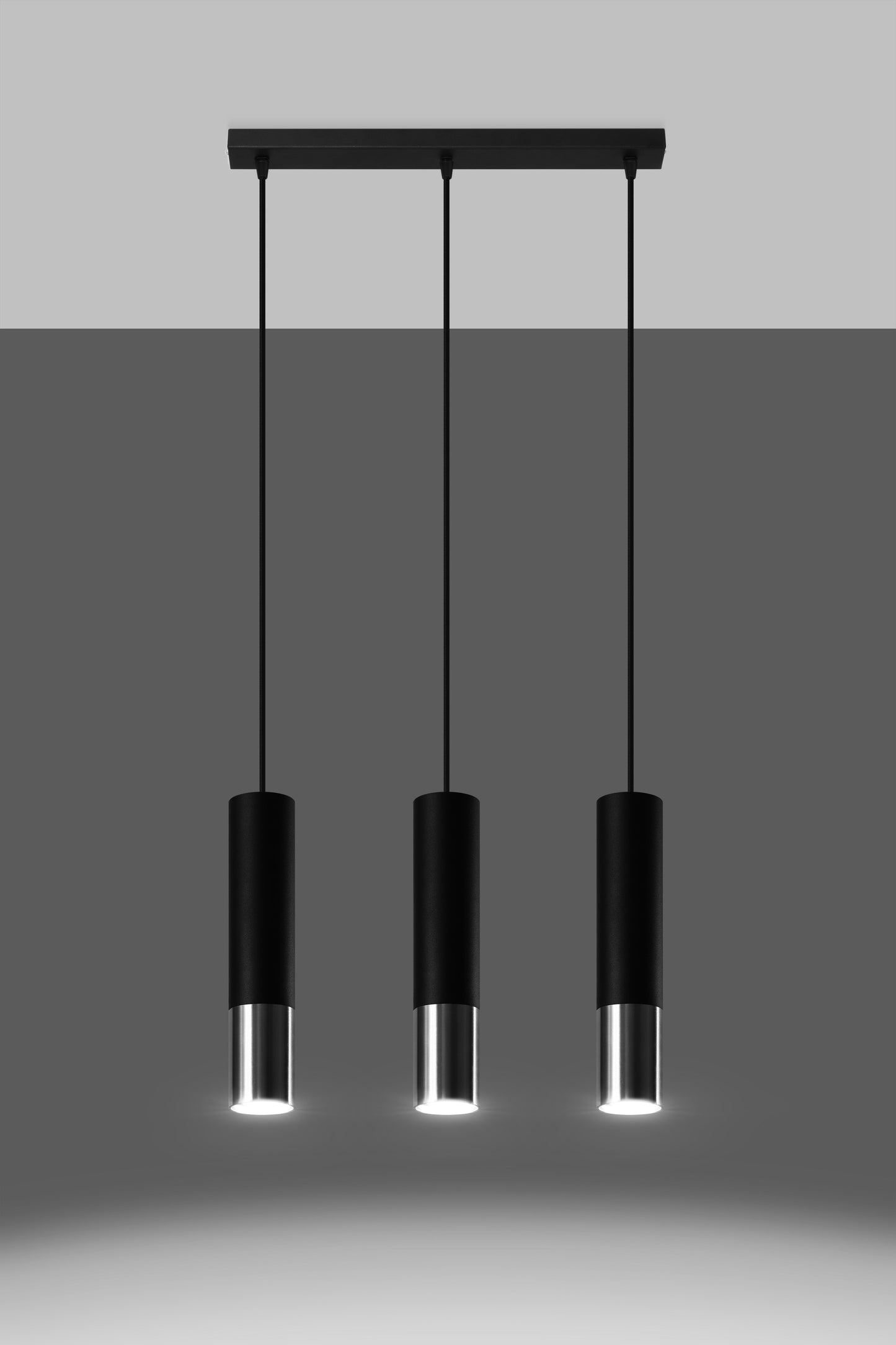 Pendant lamp LOOPEZ 3L black/chrome