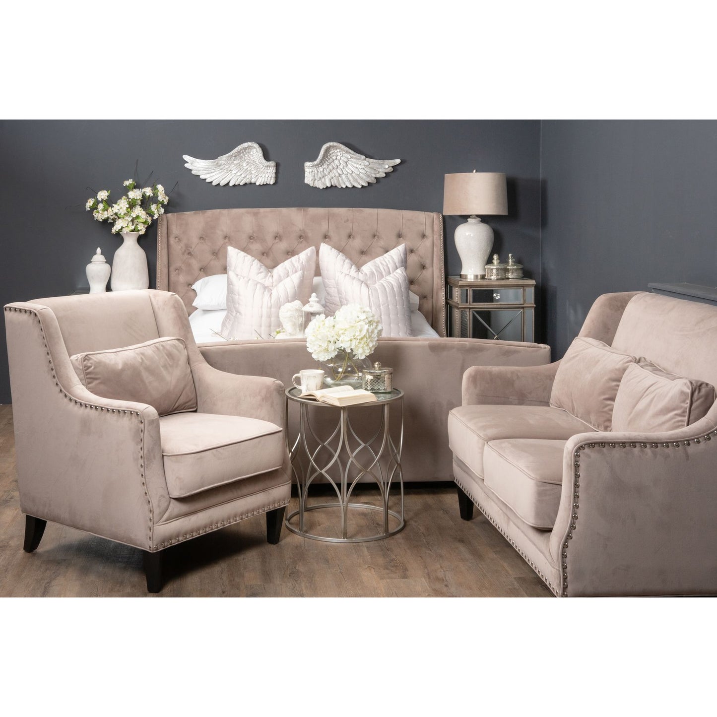 Set Of Two Lattice Detail Silver Side Table