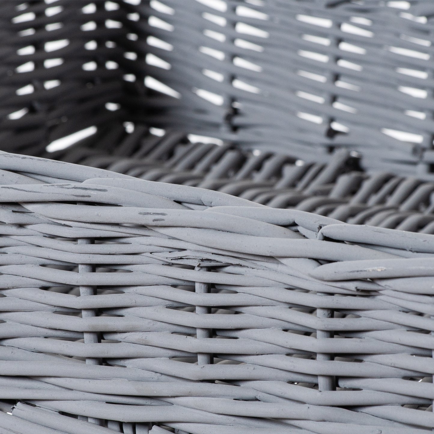Grey Wicker Basket Butler Tray