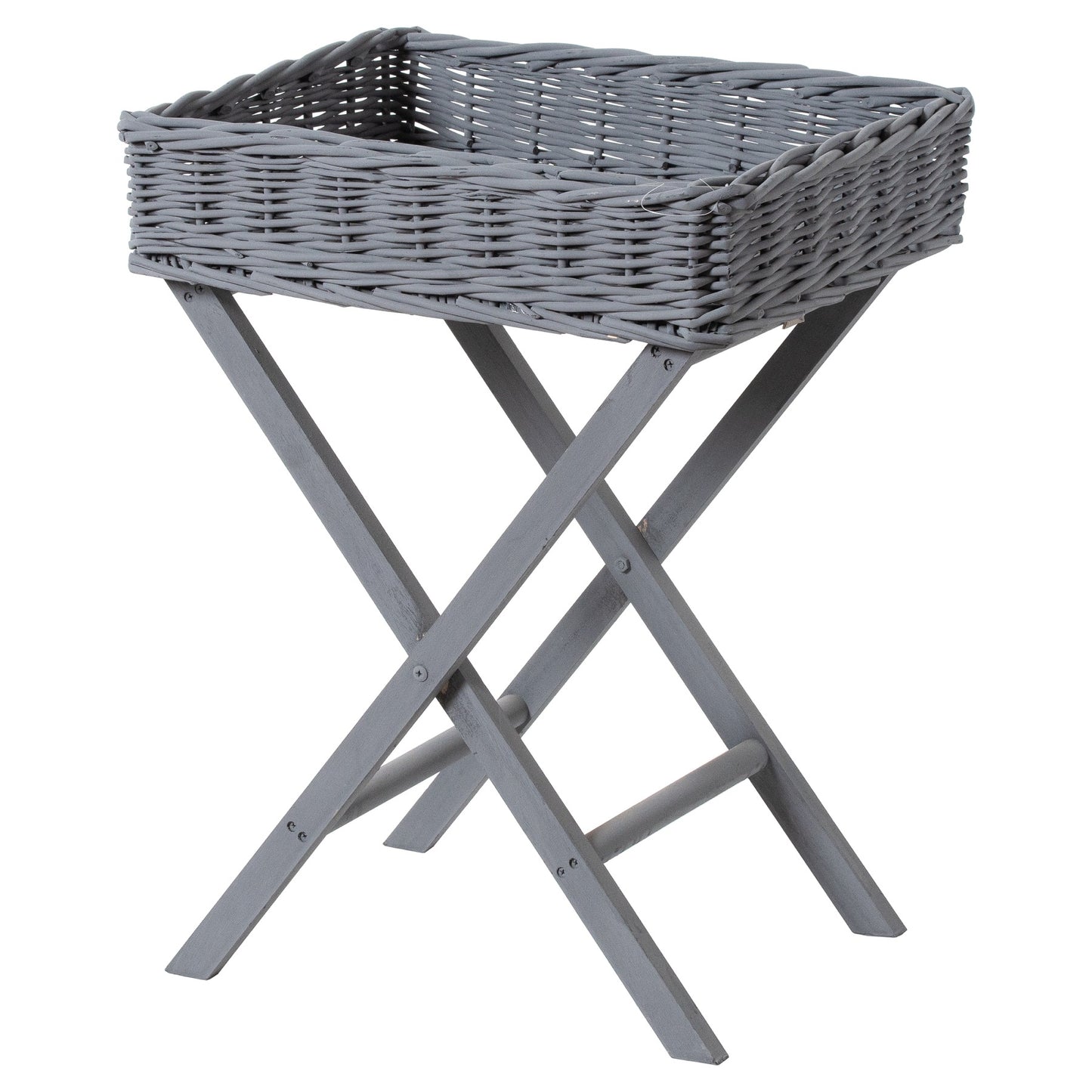 Grey Wicker Basket Butler Tray