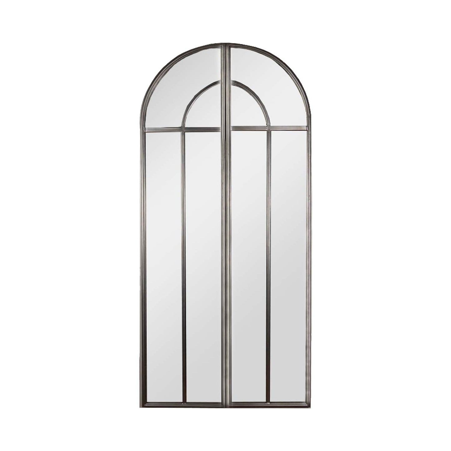 Antique Silver Arch Window Mirror Set