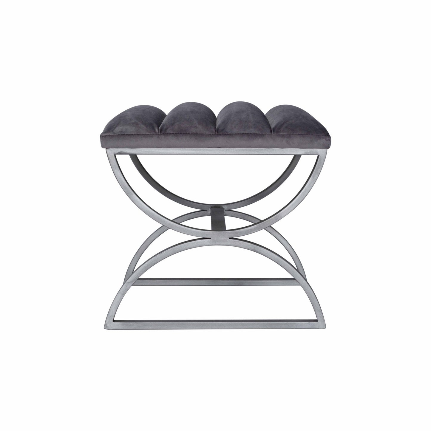 Grey And Silver Ribbed Stool
