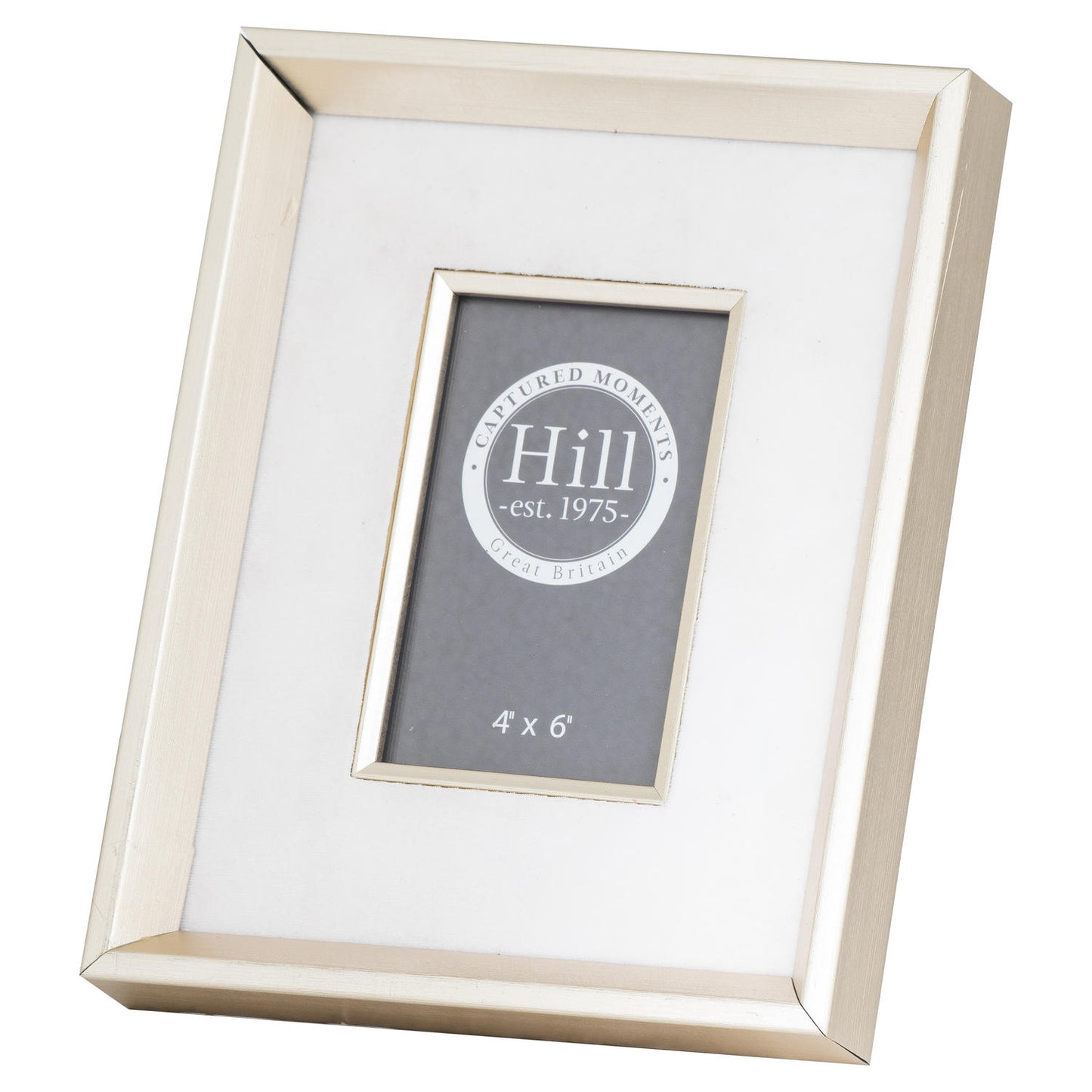 Antiqued Pewter Deep Framed White Velvet 4X6 Photo Frame
