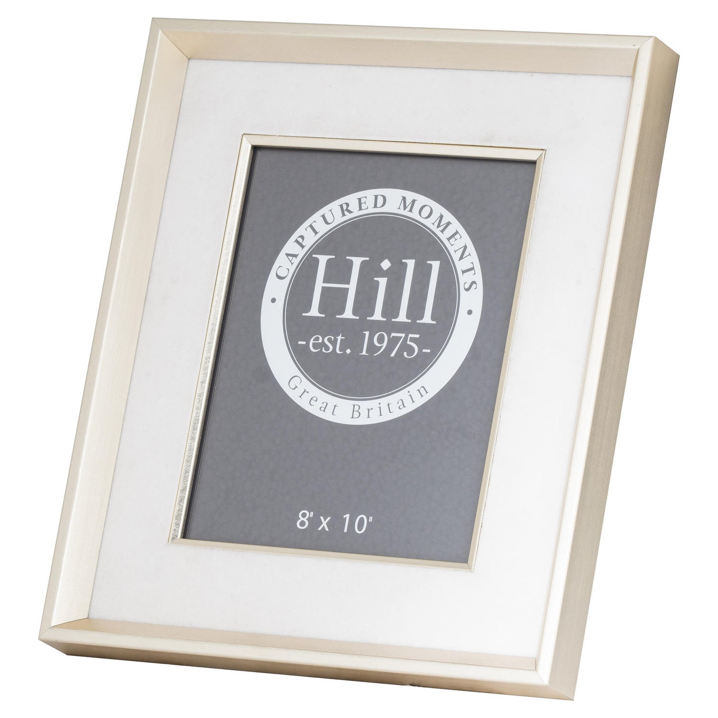 Antiqued Pewter Deep Framed White Velvet 8X10 Photo Frame