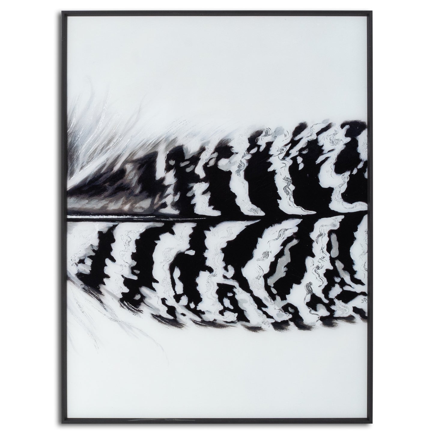 Black Striped Feather Over 3 Black Glass Frames