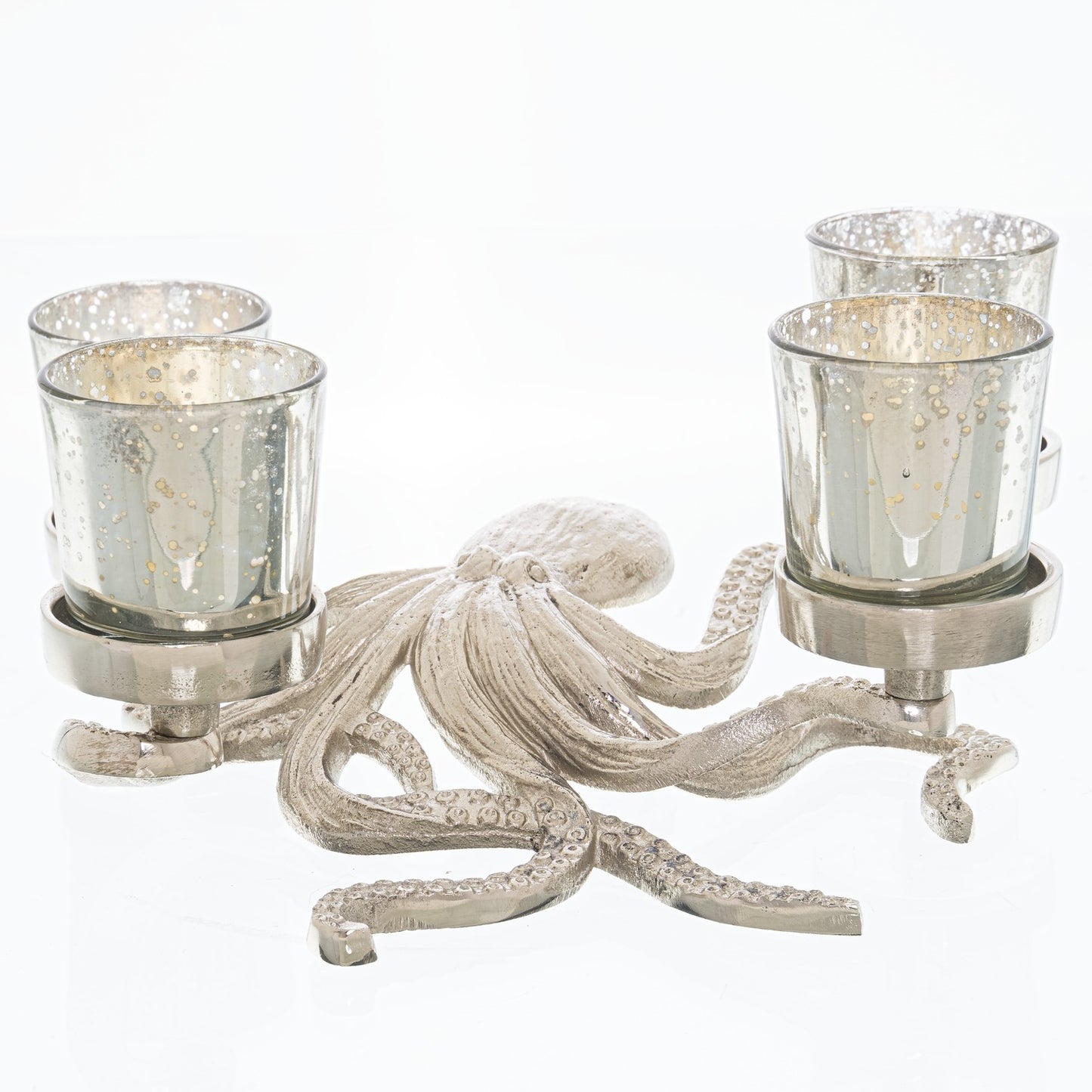 Silver Octopus Four Tealight Holder
