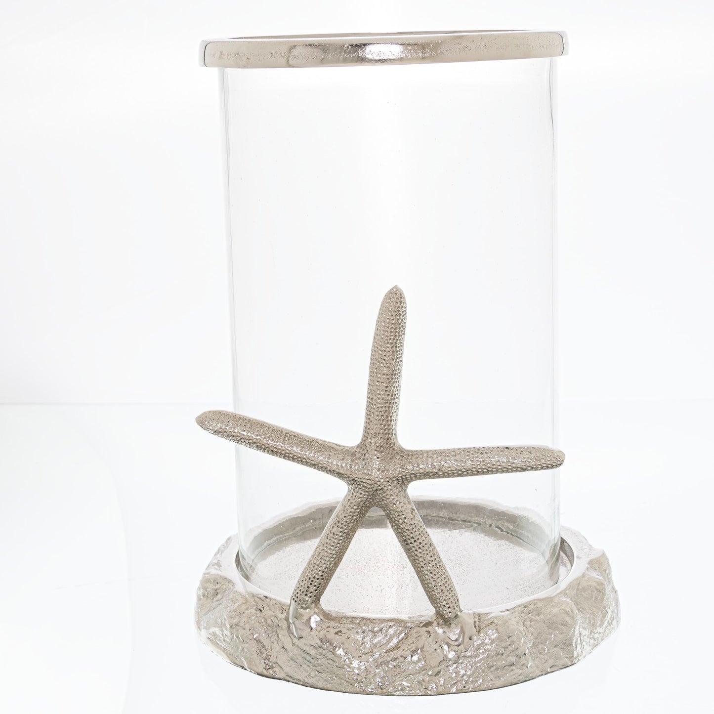 Silver Starfish Candle Hurricane Lantern