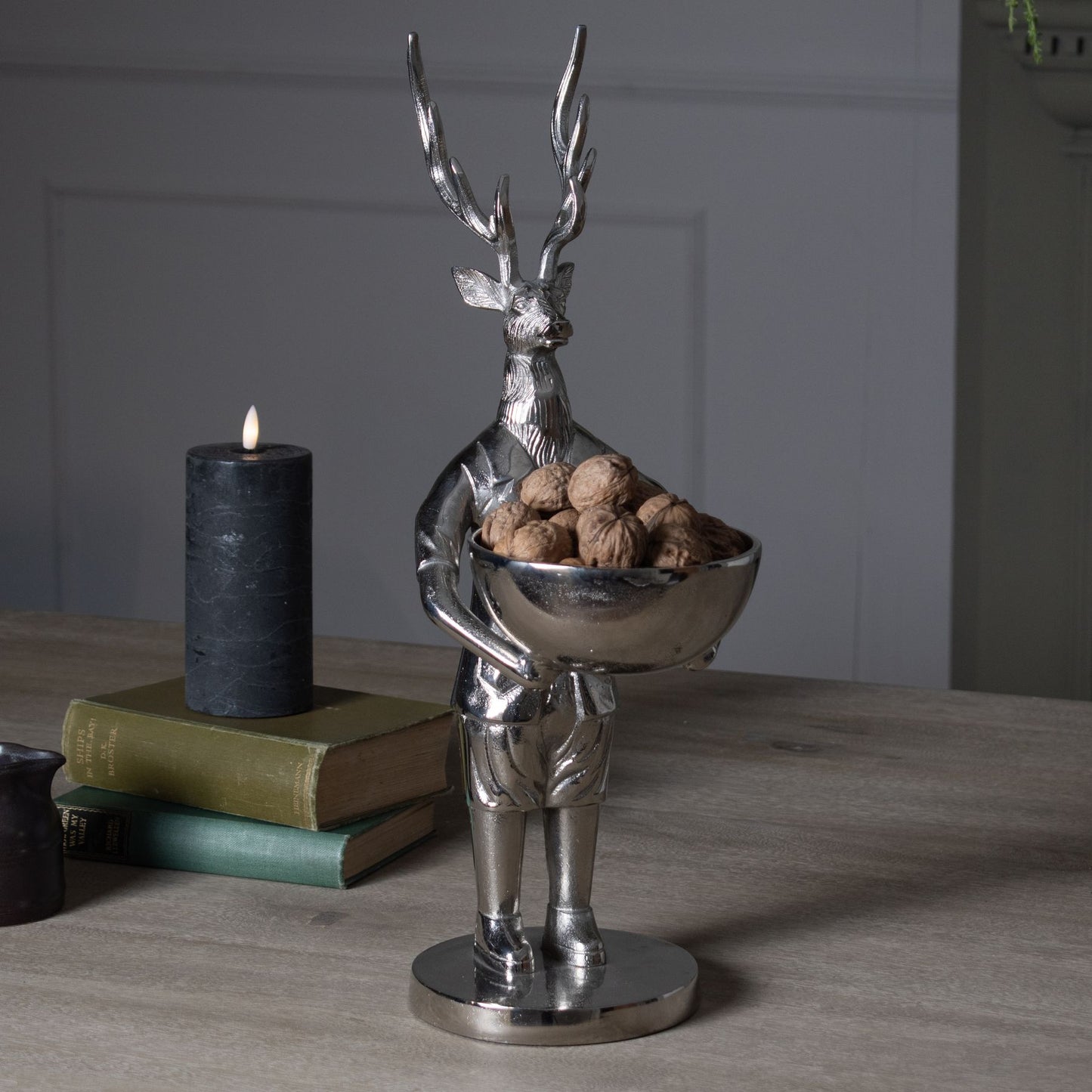 Standing Silver Stag Ornament With Bowl