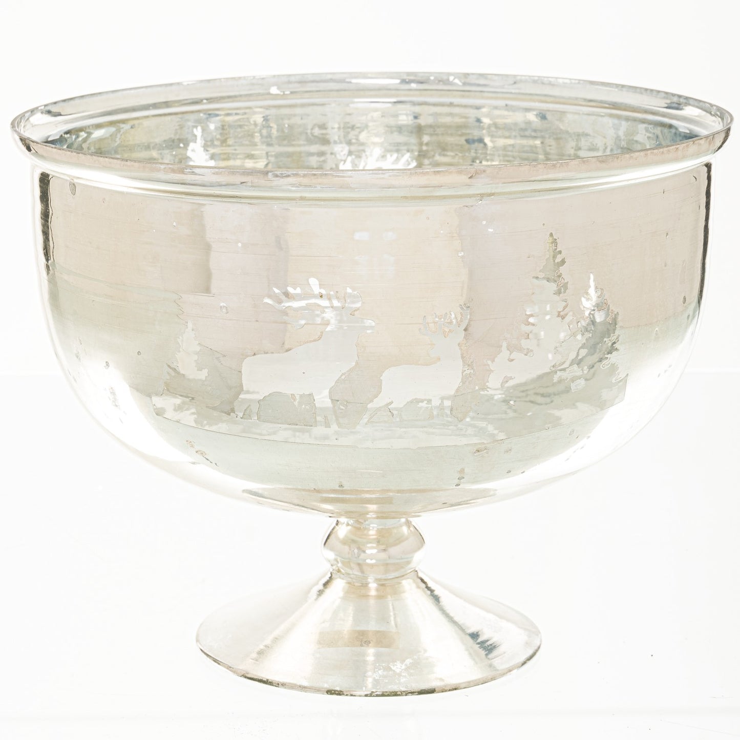 The Noel Collection Silver Forest Scene Footed Bowl
