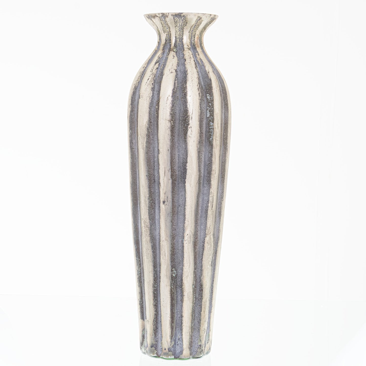 Burnished And Grey Striped Tall Vase
