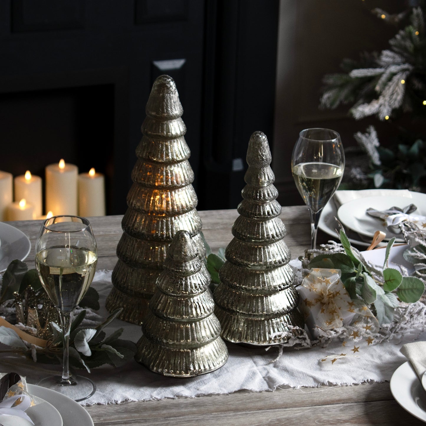 The Noel Collection Tiered Decorative Large Glass Tree