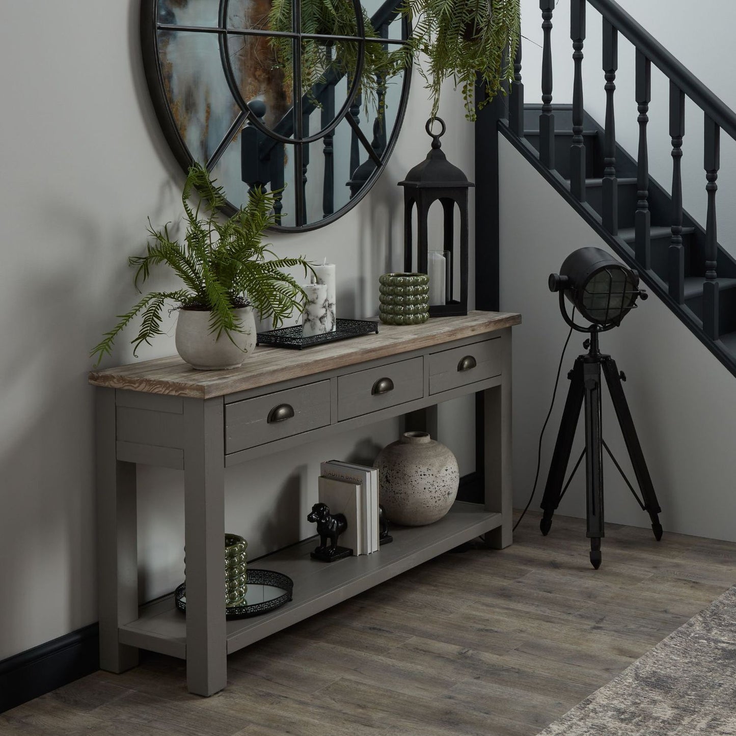 Farrah Collection Black Cast Loop Top Lantern