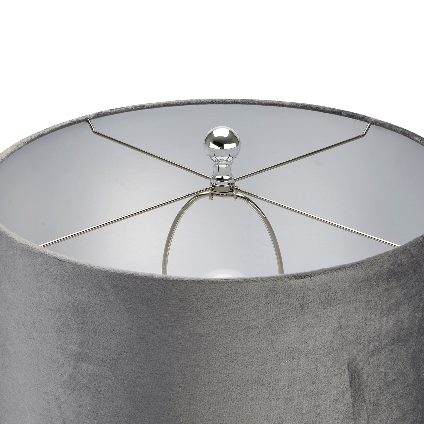 Large Silver Moonshine Table Lamp With Mid Grey Lampshade