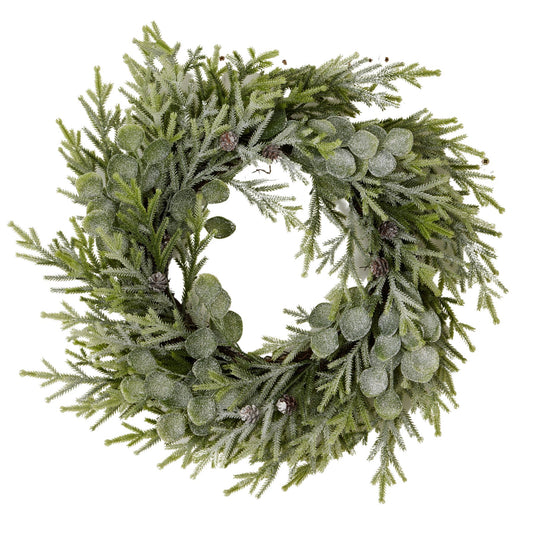 Frosted Pine And Eucalyptus Wreath