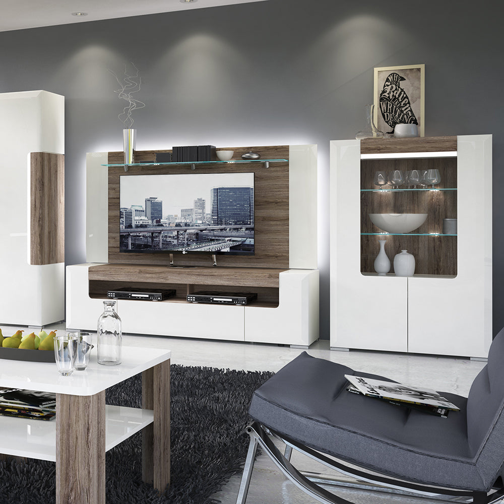 Toronto  190 cm wide TV Cabinet In White and Oak