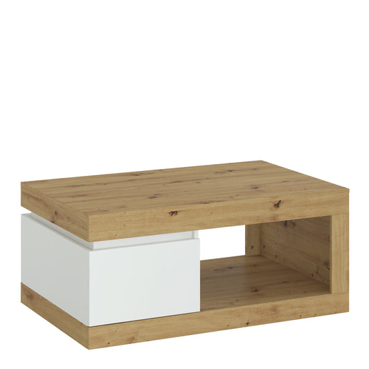Luci Bright Luci 1 drawer coffee table in White and Oak