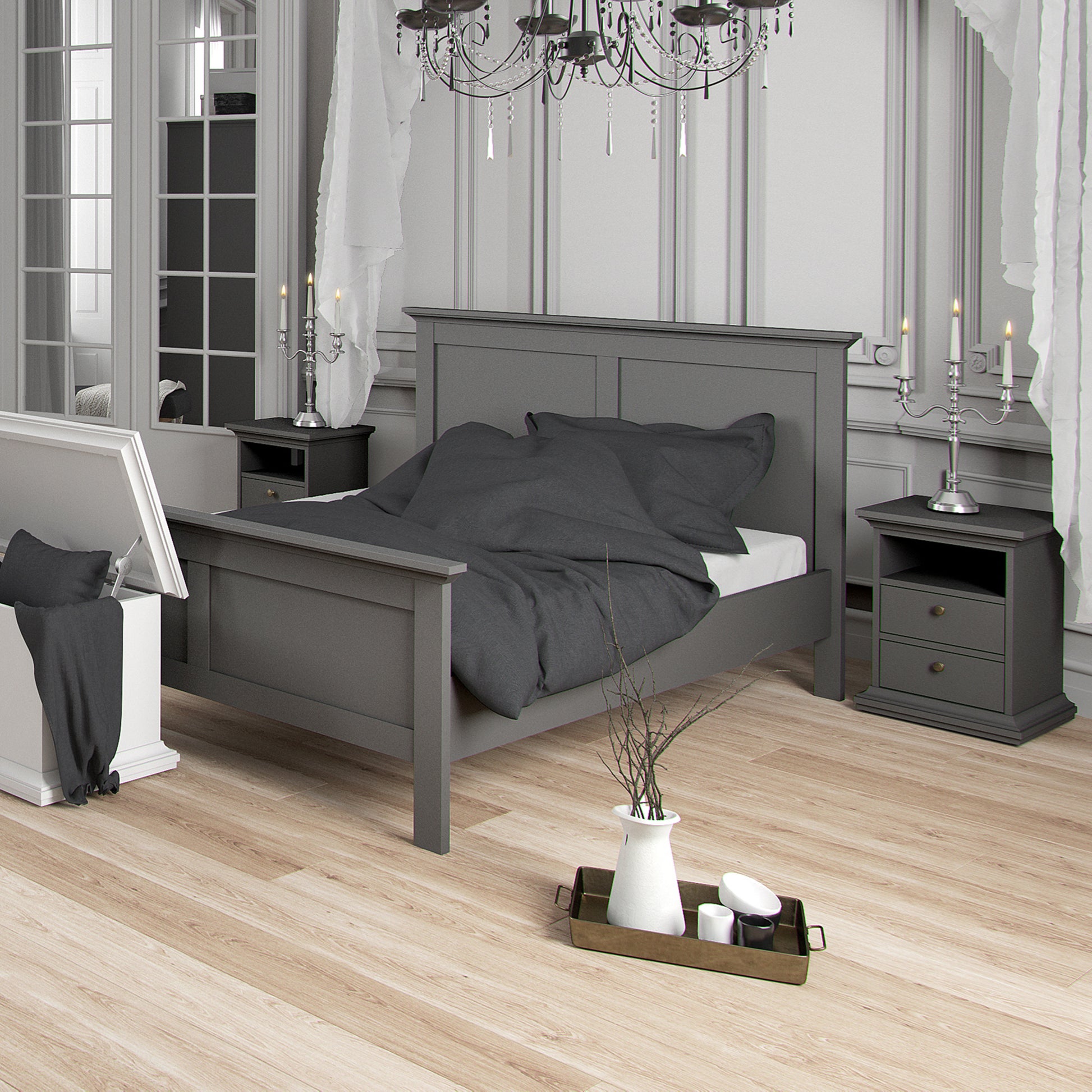 Paris  Double Bed 4ft6 (140 x 200) in Matt Grey