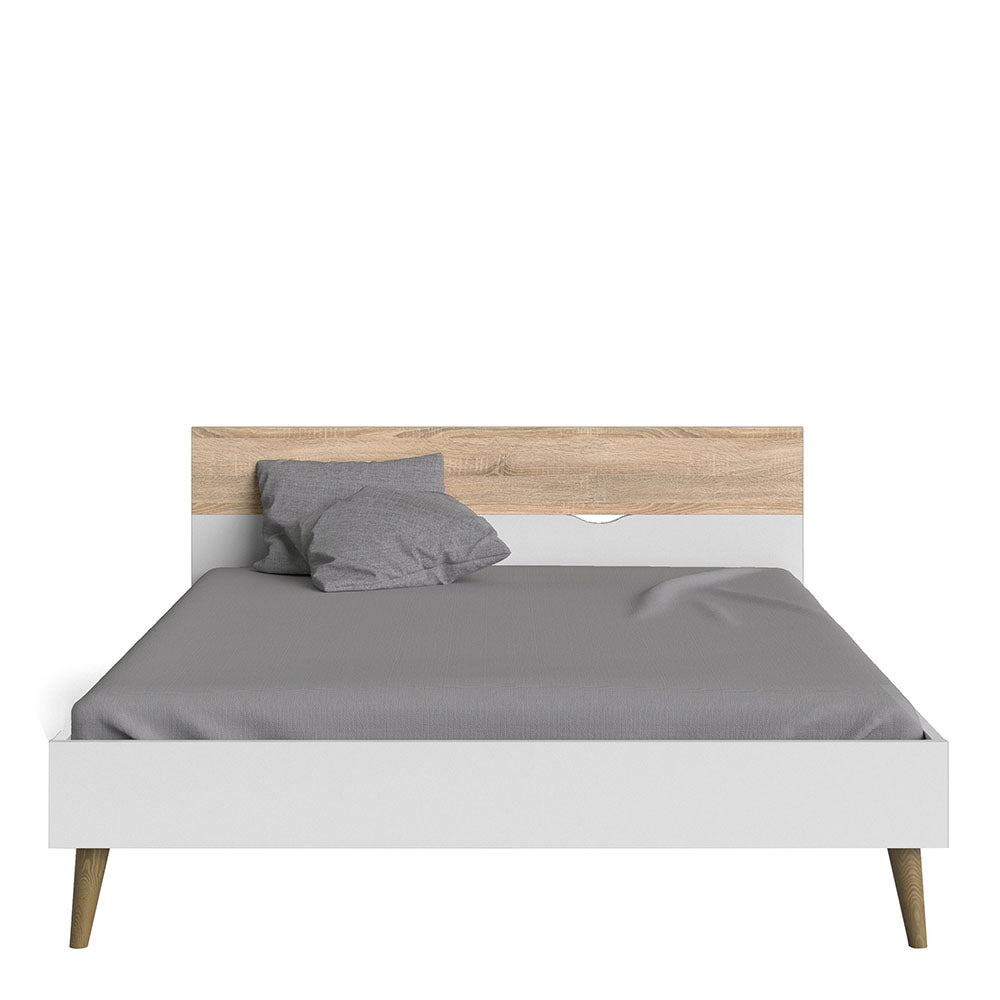 Oslo  Euro King Bed (160 x 200) in White and Oak