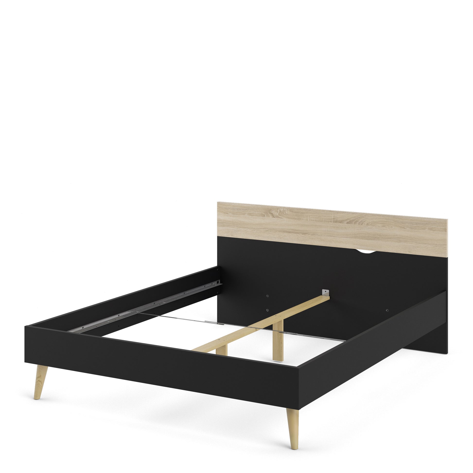 Oslo  Euro King Bed (160 x 200) in Black and Oak