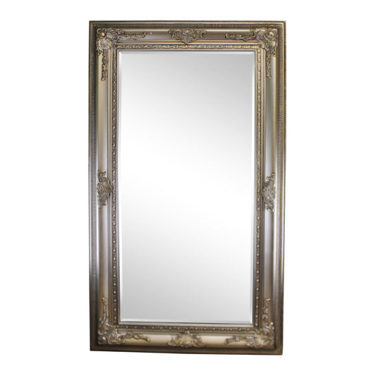 Ornate Silver Framed Wall Mirror With Bevelled Glass, 148x87cm