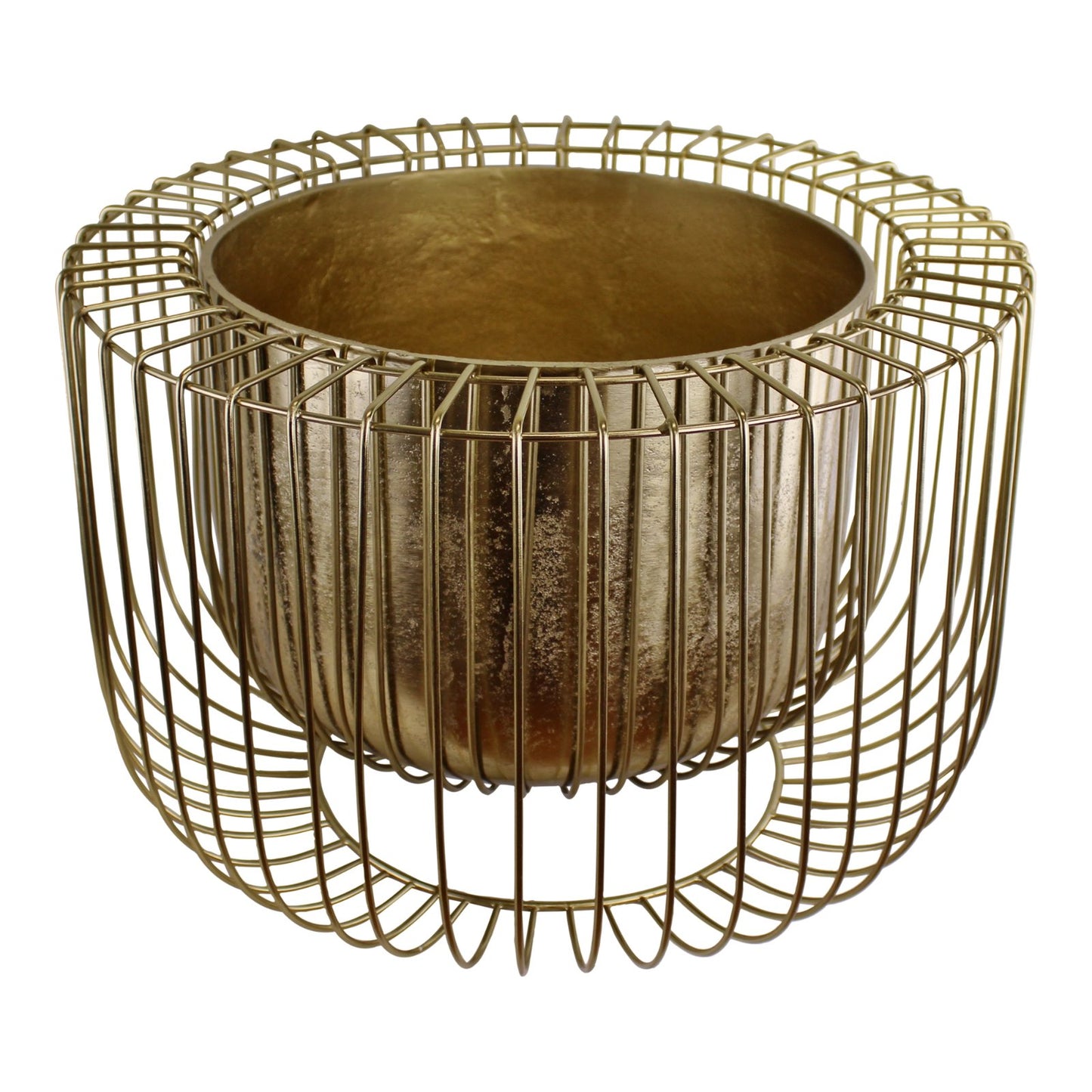 Large Gold Metal Wire Planter or Bowl