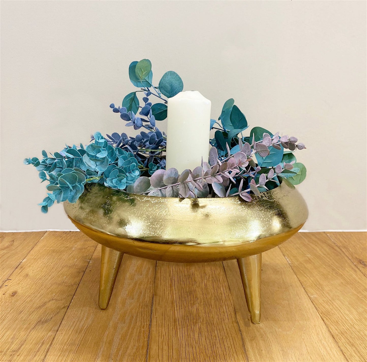 Gold Metal Planter/Bowl With Feet 39cm