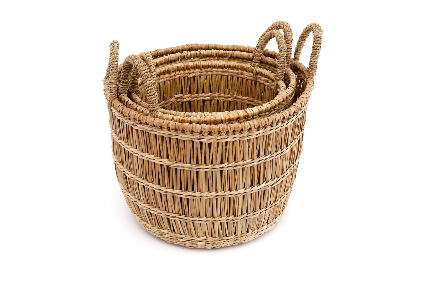 Set of Three Dried Seagrass Baskets