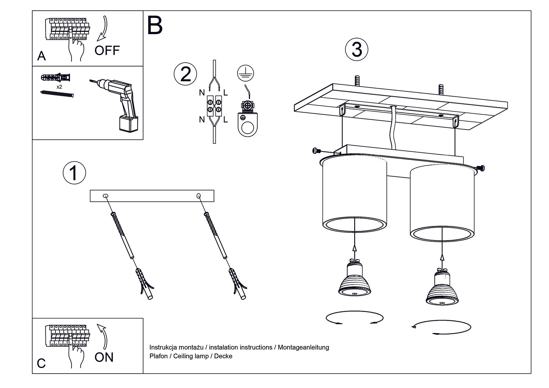 Ceiling Lamp ORBIS 2 grey