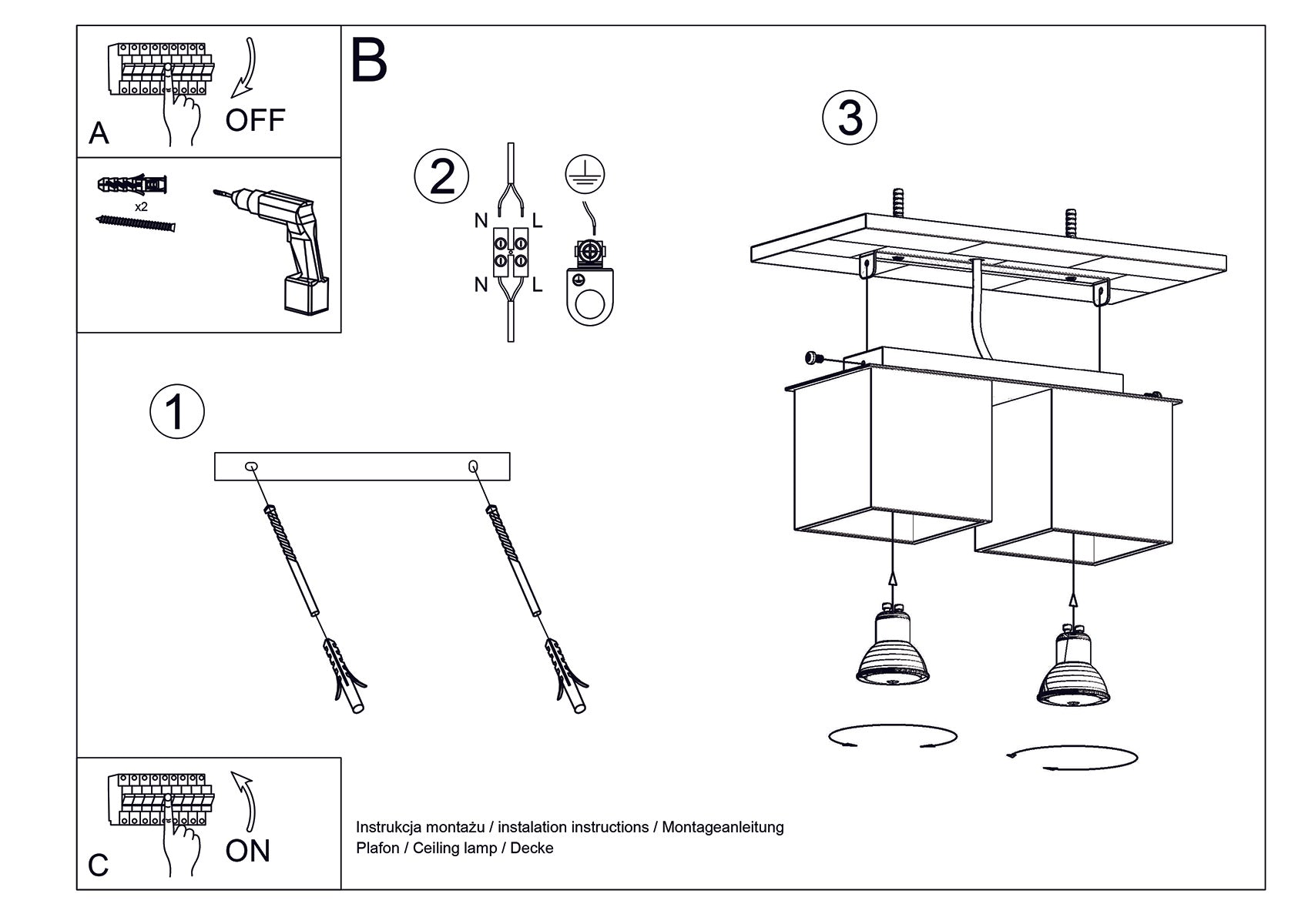 Ceiling Lamp QUAD 2 black