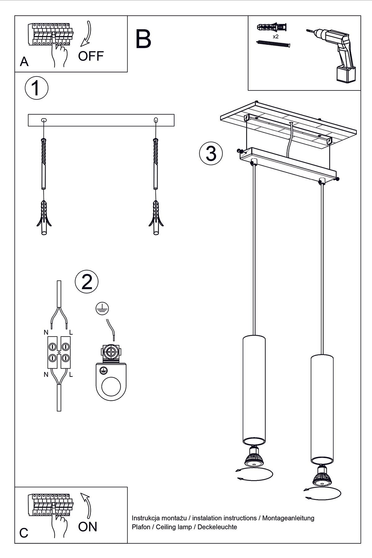 Pendant lamp LAGOS 2 white