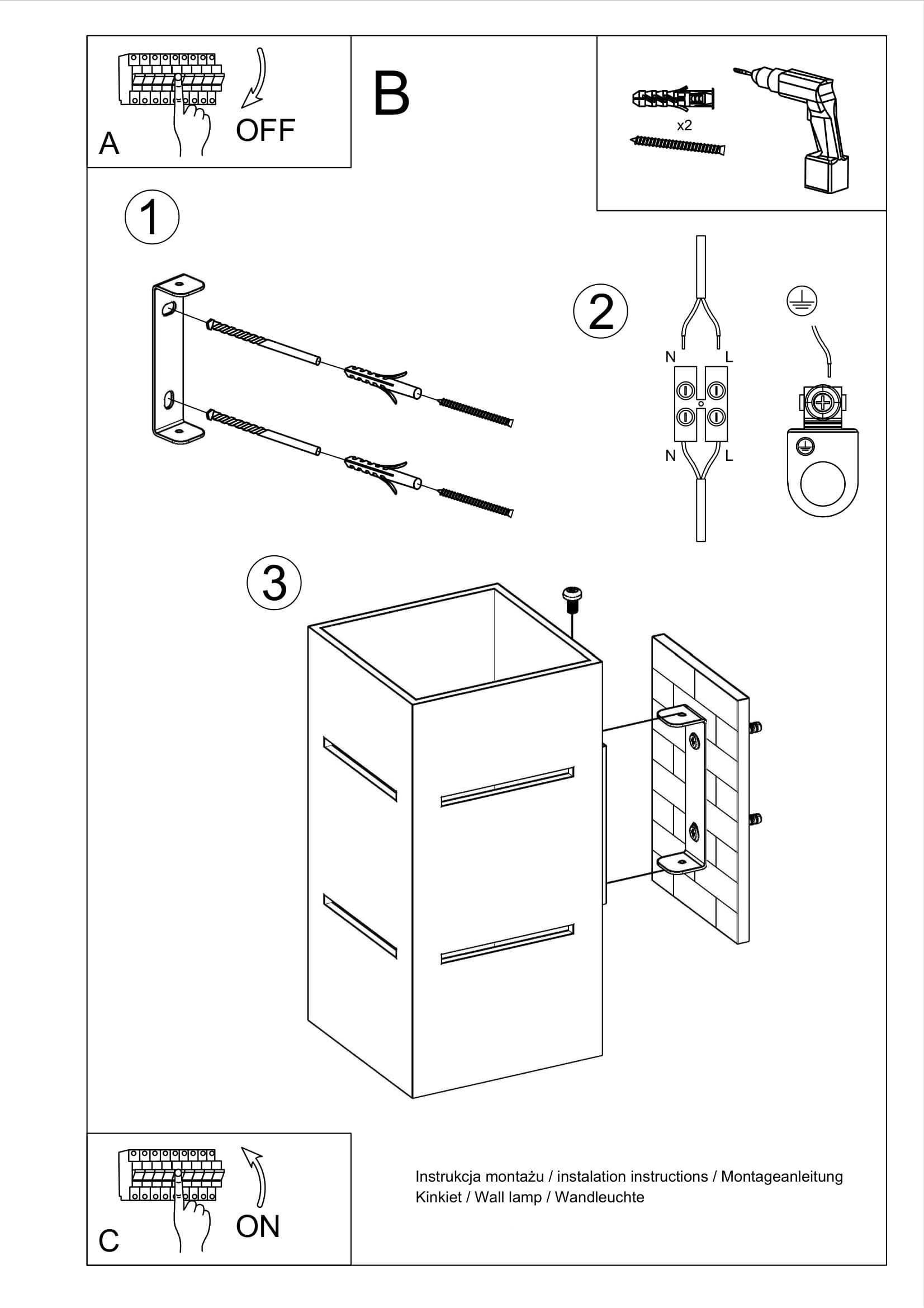 Wall lamp BLOCCO grey