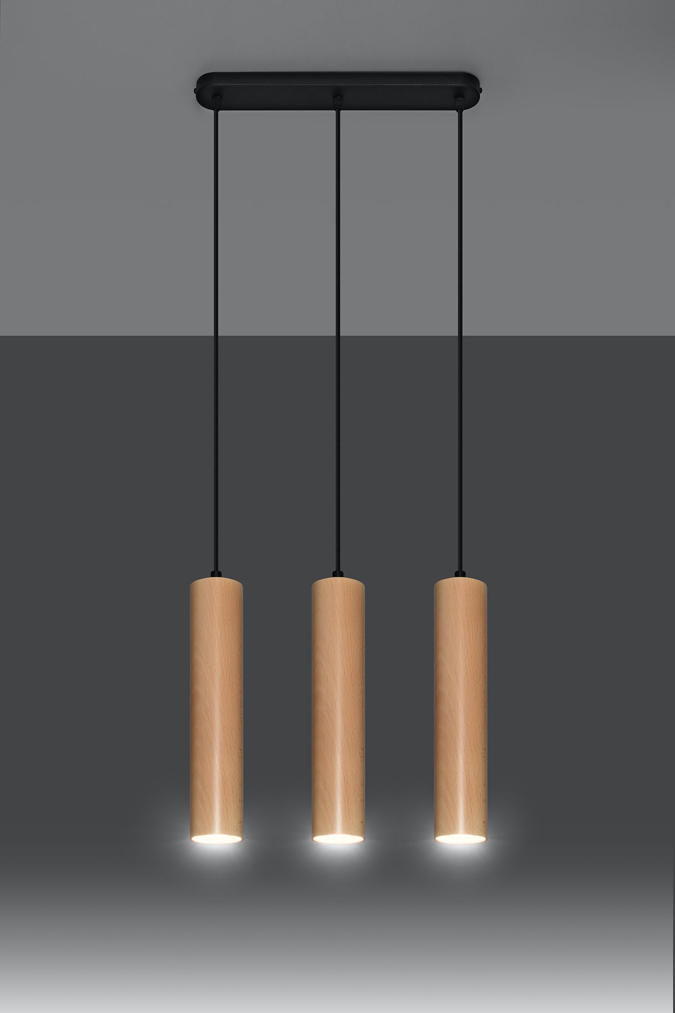 Pendant lamp LINO 3 wood