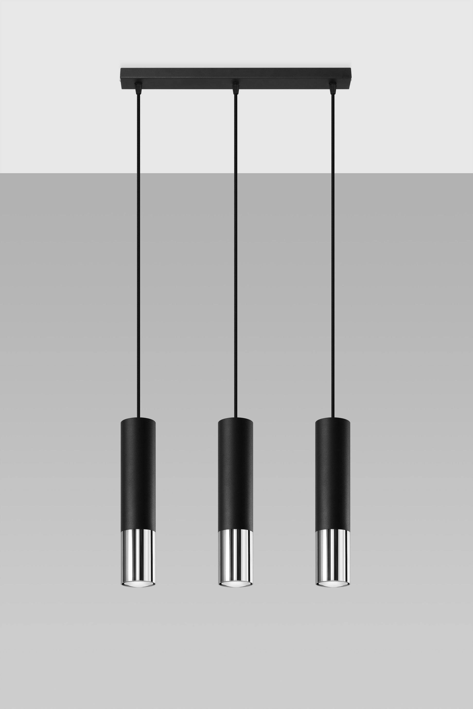 Pendant lamp LOOPEZ 3L black/chrome