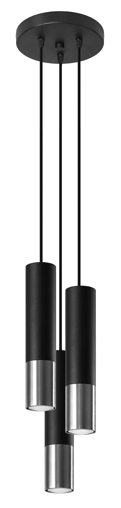 Pendant lamp LOOPEZ 3P black/chrome