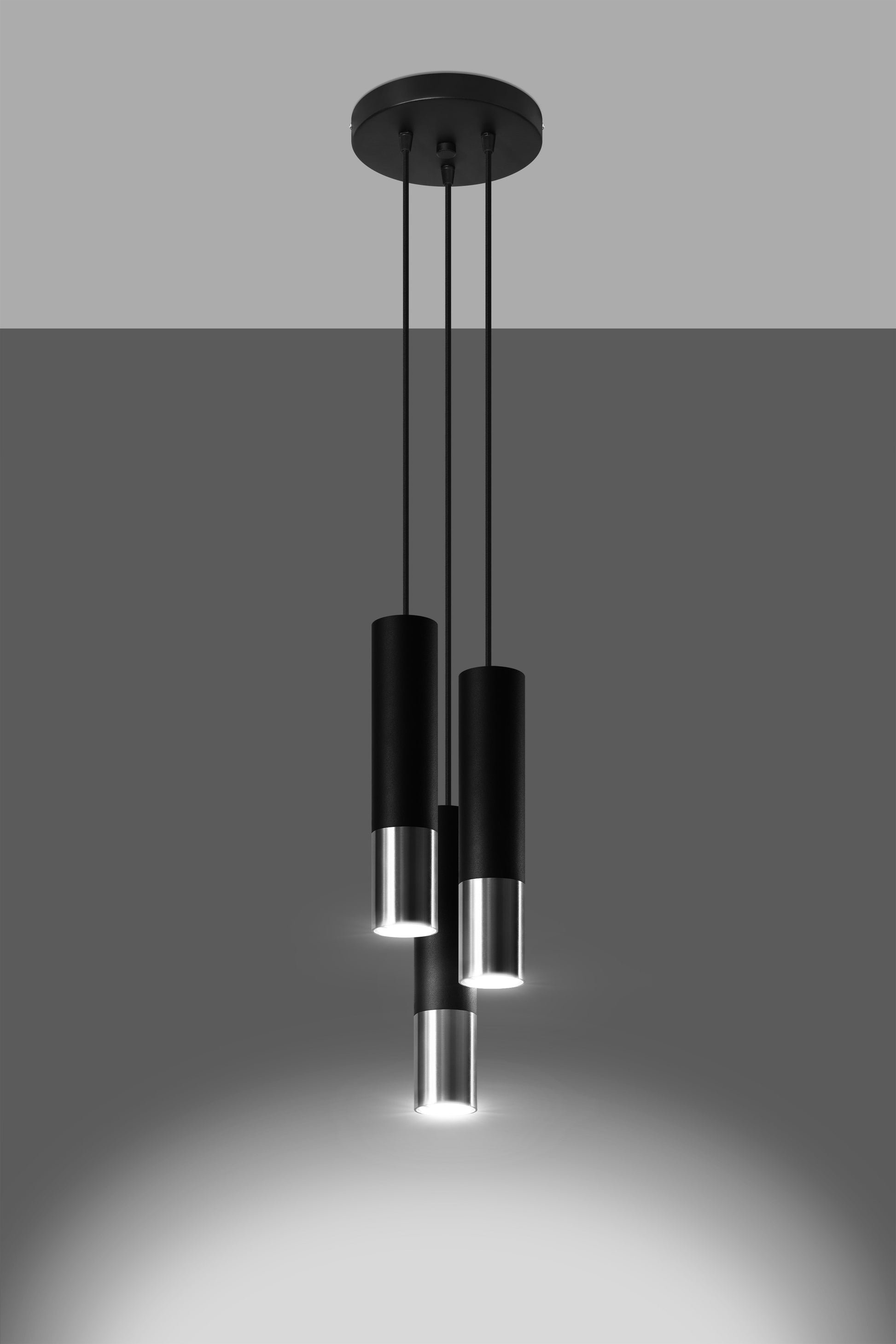 Pendant lamp LOOPEZ 3P black/chrome