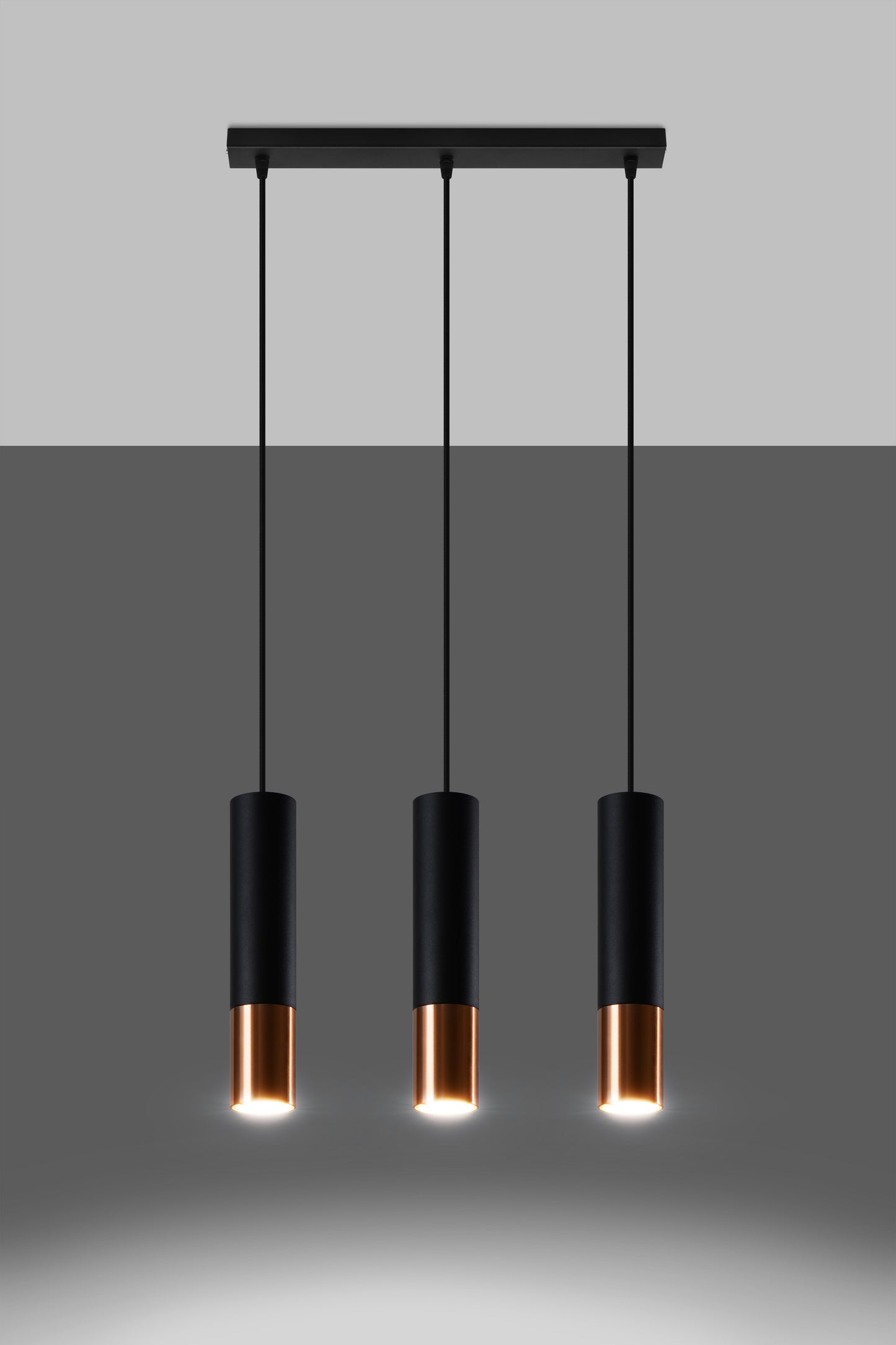 Pendant lamp LOOPEZ 3L black/copper