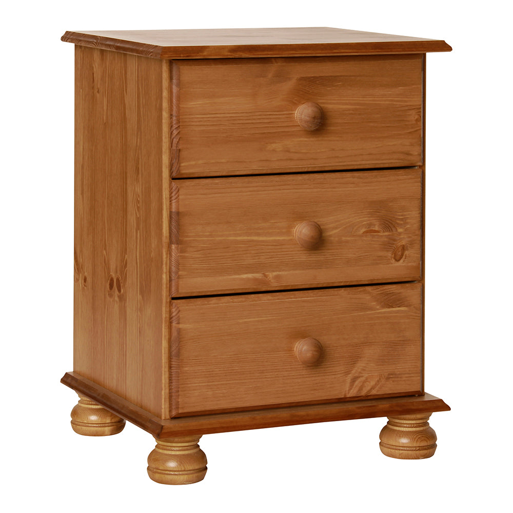 Copenhagen  3 Drawer Bedside in Pine