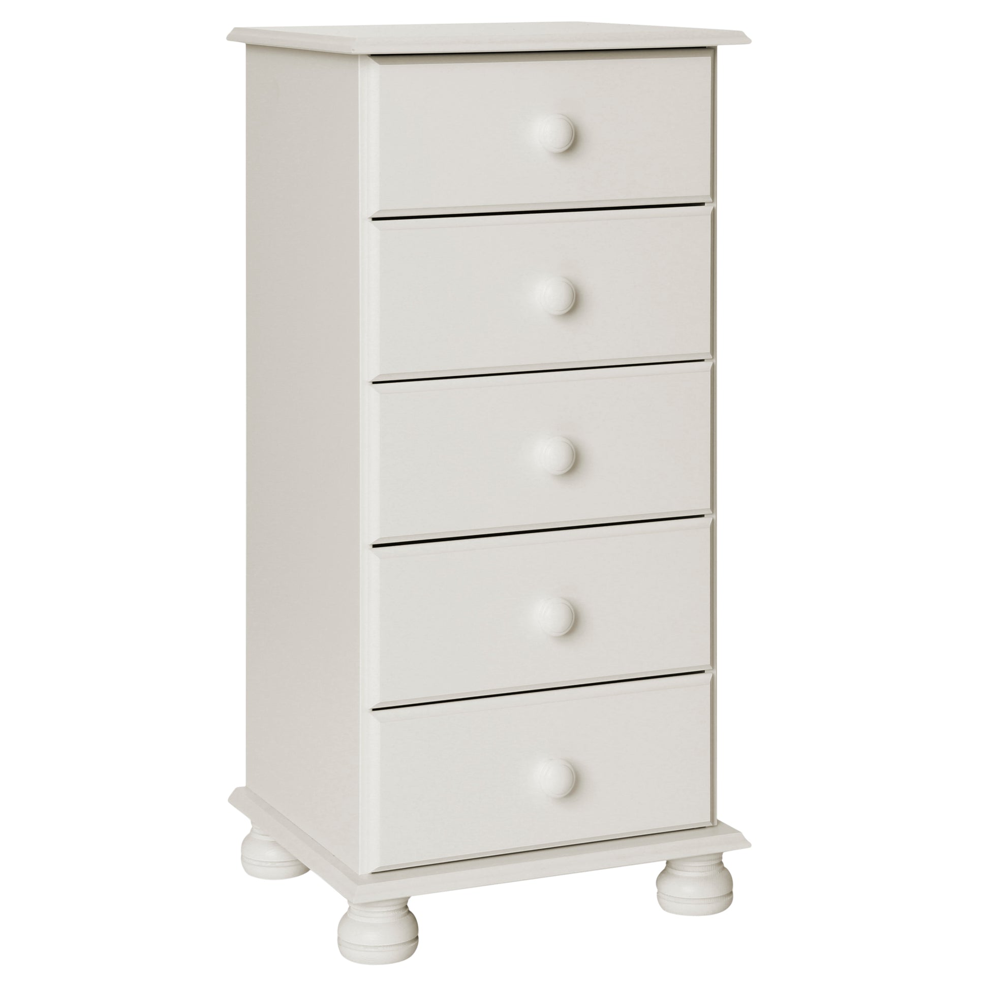 Copenhagen  5 Drawer Narrow Chest in White