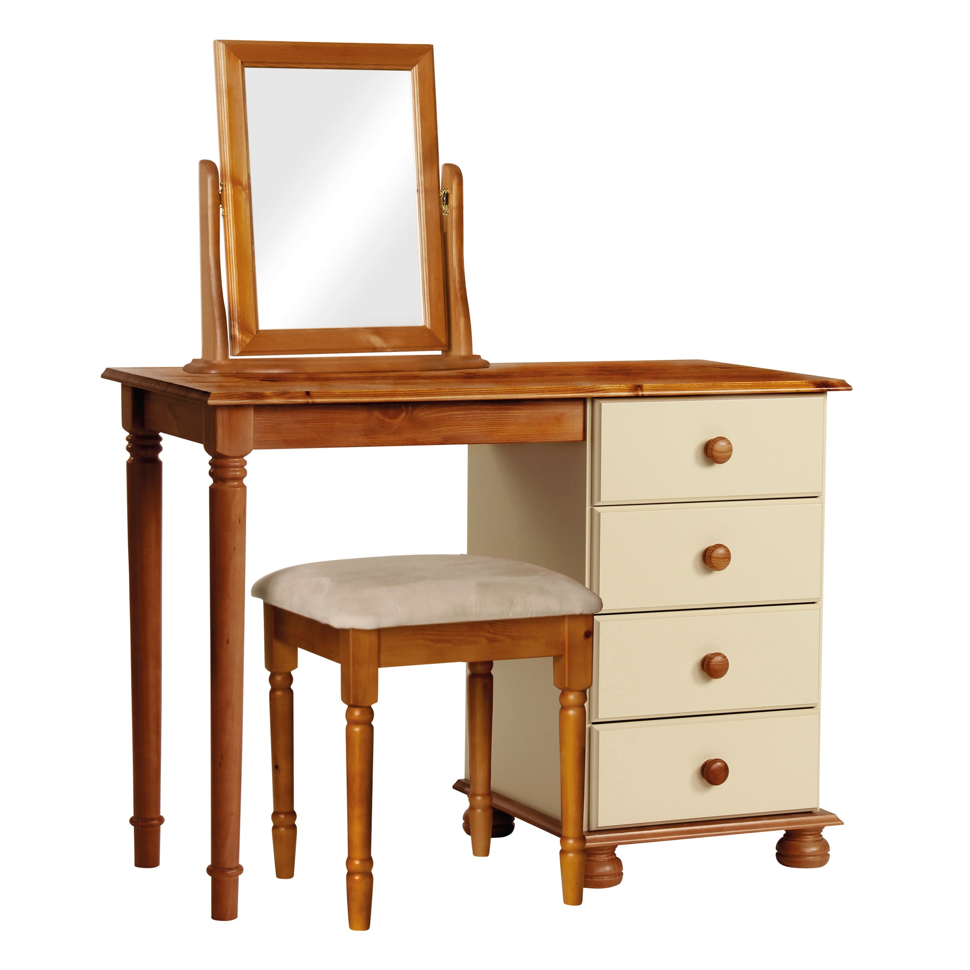 Copenhagen  Single Dressing Table in Cream/Pine